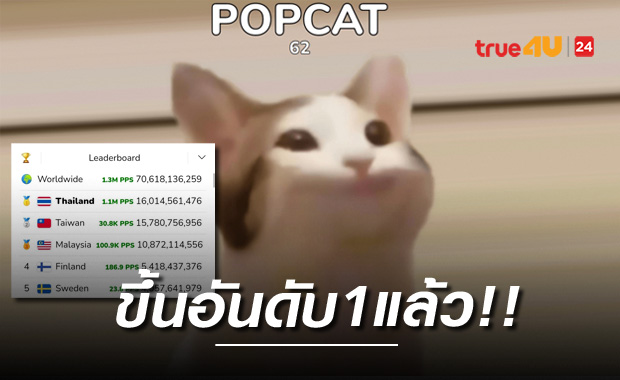 POPCAT สุดฮิต!! ทำนิ้วแทบล็อค ล่าสุดคนไทยจิ้มแมวรัวๆ พุ่งติดอันดับ 1 แล้ว